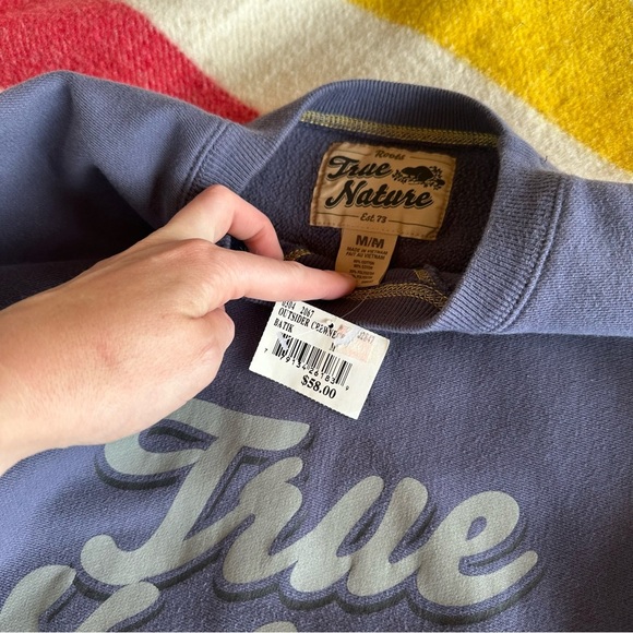 Roots Blue Crewneck Sweater with Ribbed Cuffs - Picture 2 of 4